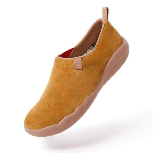 UIN Men's Travel Walking Shoes Slip On Casual Cow Suede Toledo2(Khaki)New No Box - Picture 5 of 10
