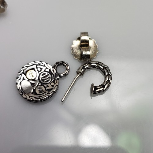 John Hardy Sterling Silver 18k Yellow Gold Dot Drop Dangle Earrings - Picture 9 of 9