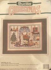 Bucilla Counted Cross Stitch Kit Christmas Santa Checking His List 15" x 12" Vtg