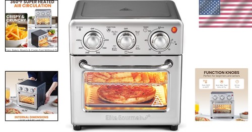 Elegant 8.5Qt Stainless Steel Air Fryer with 5 Cooking Functions & Timer Control - Picture 2 of 10