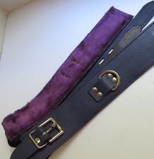 Leather Wrist Restraints, Locking Lined 2" Wraparound Cuffs, Plum Handcrafted
