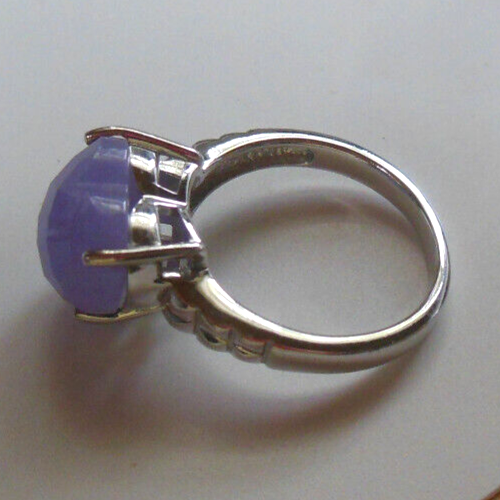 Vintage Signed J&T 925 Purple Jade Heart Ring - Size 7 - Picture 2 of 3