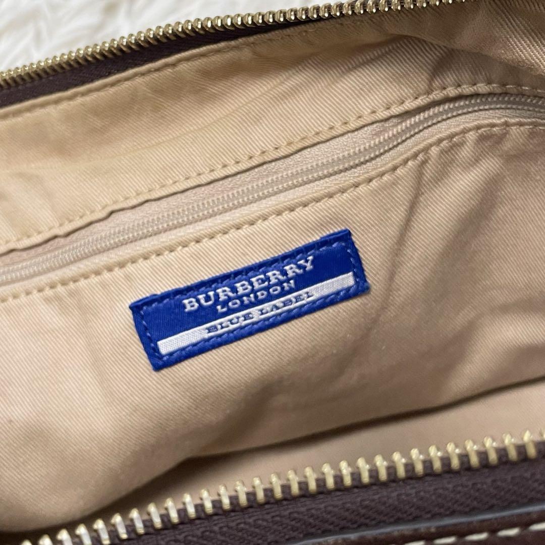 Burberry Blue Label One Shoulder Bag Horse Logo Beige Nylon