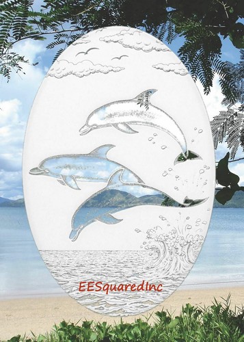 CALCOMANÍA DE VENTANA ESTÁTICA DE SALTO DE DELFINES 15x23 Vidrio Grabado Look Decoración - Imagen 6 de 10
