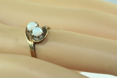 VTG 1940'S 10K GOLD TWIN OPAL RING SIZE 5.25 - Picture 4 of 4