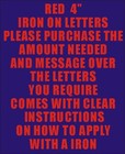 Pack of 10 x 4" red Iron On Characters - Letters or Numbers Vinyl Printing