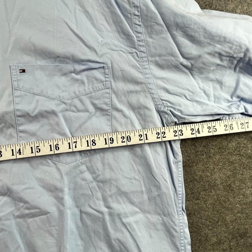 Camisa Tommy Hilfiger Para Hombres Con Botones Manga Larga Grande Azul Ajuste Regular Bolsillo - Imagen 4 de 8