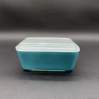 Primary Blue Vintage PYREX #0502 1.5 Pt Refrigerator Dish w/ Ribbed Glass Lid
