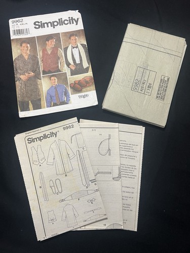 Simplicity 9962 Mens Pattern S-XL Smoking Jacket Vest Slippers Ties Cummerbund - Picture 2 of 9