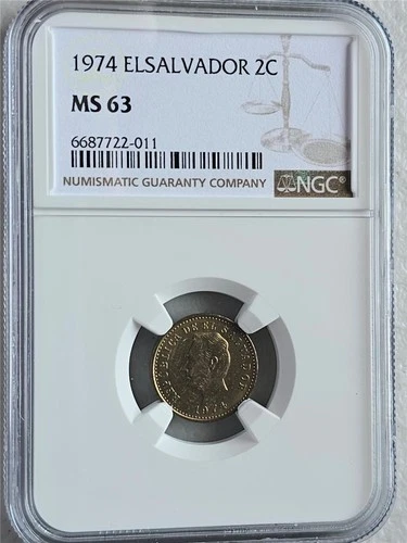 El Salvador 2 Centavos 1974 NGC MS 63