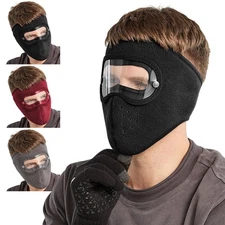 Fleece Warm Winter Balaclava Face Mask With Anti-Fog Goggles Windproof Skull Cap
