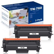 2PK High Yield TN760 Toner Cartridge For Brother MFC-L2710DW MFC-L2750DW Toner