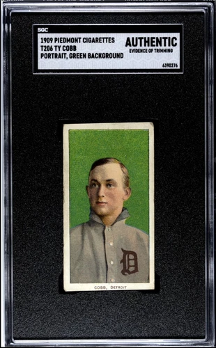 1909 T206 Piedmont 150 Ty Cobb Green Portrait SGC Authentic Nice Eye Appeal
