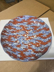 Antique Japanese 19th C.  MEIJI porcelain Imari Arita Ware plate Cranes 8 1/2"