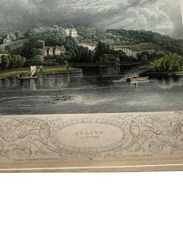 Antique Vintage Gravure Hedsor United Kingdom Hand Colored Etching - Picture 8 of 9