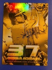 2020 Topps Fire - Shattering Stats Ronald Acuña Jr. #SS-2 Gold Minted