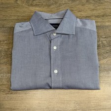 Eton Mens Oxford Dress Shirt Size Large 42-16.5 Light Blue 100 Cotton Slim B20