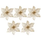  5 Pcs Christmas Poinsettia Tree Decorations Holiday Ornaments Small