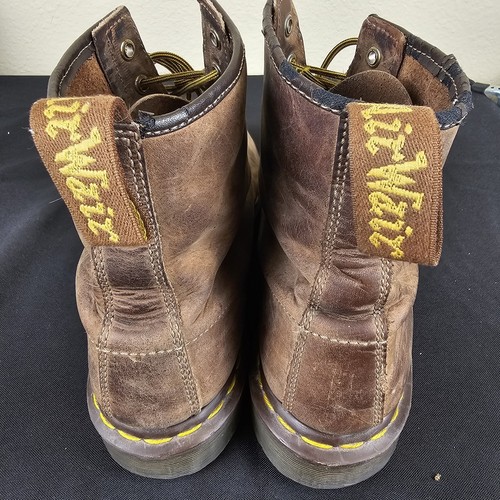 Dr. Doc Martens 11822 ORIGINAL Brown Leather AirWair Distressed Combat Boots 10 - Picture 5 of 14