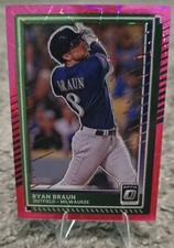 2025 Donruss Baseball RYAN BRAUN #59 Optic Pink Velocity Prizm /79 Brewers