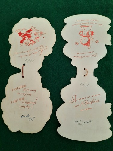 Vintage Lot of 4 Hanging Christmas Cards - 1940’s - Front & Back Pictures Same - Picture 2 of 3