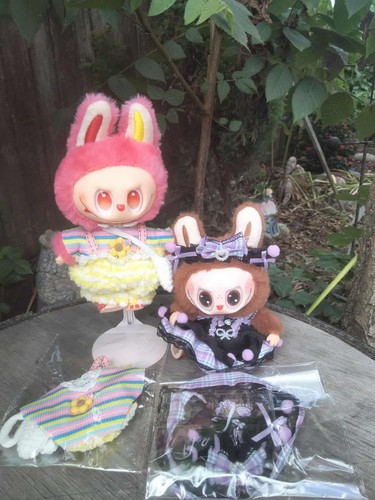 Gothic Purple Black Lace Dress Head Piece Doll clothes - 6.69 inch Dolls  LABUBU - Picture 3 of 3