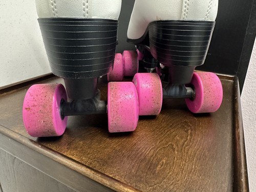Skate Gear Retro Quad Design Rollschuhe - Größe Damen 9 - weiß mit pink - Bild 4 von 14
