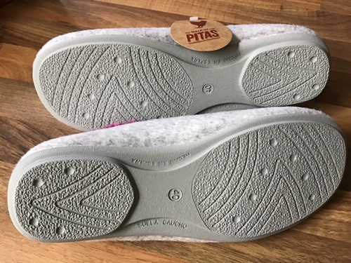 ciabatte donna feltro grigio marca pitas con fodera pelliccia sintetica lampone taglia 6 - Foto 3 di 4