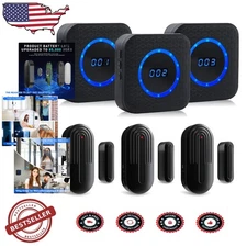 Wireless Door Chime Alarm 800Ft Range 55 Chimes 3 Receivers 3 Sensors