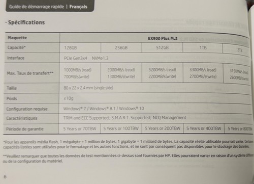 HP EX900 Plus 2TB M.2 2280 PCIe Gen 3 x4 NVMe SSD 3150MB/s Read 2600MB/s Write - Picture 4 of 5
