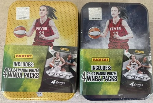 Lot of (2) 2024 WNBA Prizm (Blue & Yellow) Sealed - Caitlin Clark Rookie Tins
