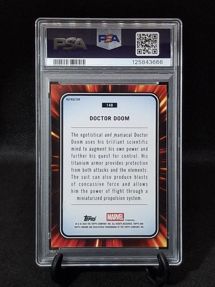 2025 Topps Chrome Marvel Doctor Doom Refractor #148 PSA 10 GEM MINT POP 11 Dr. - Image 2 of 3