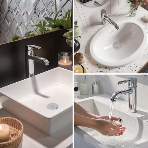 Hibbent Upgraded 3 in 1 Badezimmer Waschbecken Abfluss Sieb, Universal Pop Up Stopper - Bild 4 von 9
