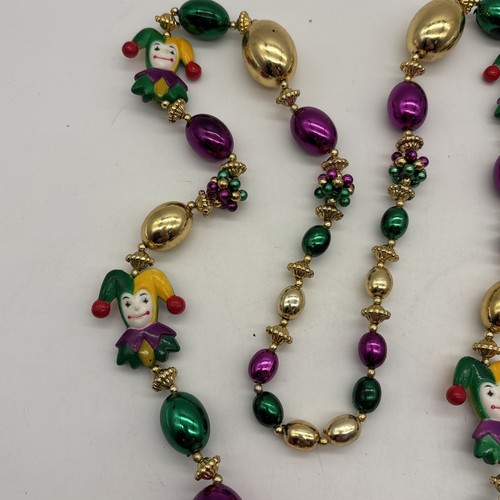 Jester Joker Mardi Gras Beads Necklace Long Large Big Beads Carnival - Picture 4 of 8