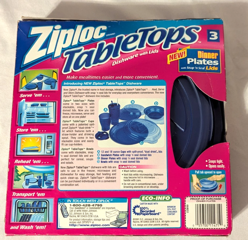 Ziploc Tischplatten Geschirr mit Deckel Speiseteller Snap n' Seal Deckel 3 Teller - Bild 4 von 9