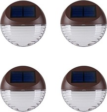 kinna Solar Deck Lights Outdoor, 4 Pack Step Wall Dark Brown 