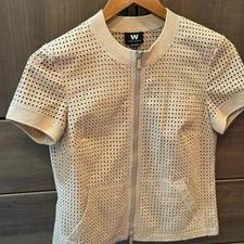 W by Worth beige eyelet zip top