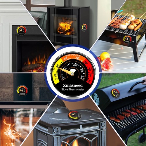 Wood Stove Thermometer Magnetic Stove Pipe Thermometer with Large Dial Wood Bur - Picture 6 of 7