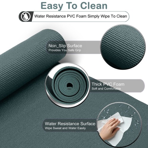 YOGA MAT Thick Gym Fitness Exercise Mats Eco Friendly 6mm Non Slip Carry Strap - Picture 15 of 85