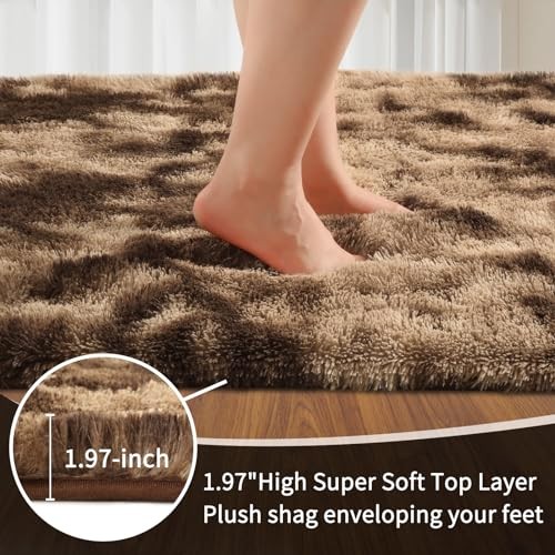 Area Rugs 8x10 Living Room, Large Area Rug Shag 8' x 10' (Rectangular) Coffee - Bild 2 von 6
