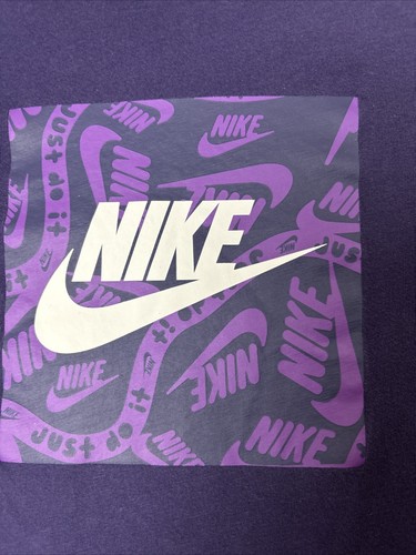 Nike Girls Youth Tee Sz L Deep Purple Short Sleeve Swoosh Loose Fit Just Do It - Picture 2 of 5