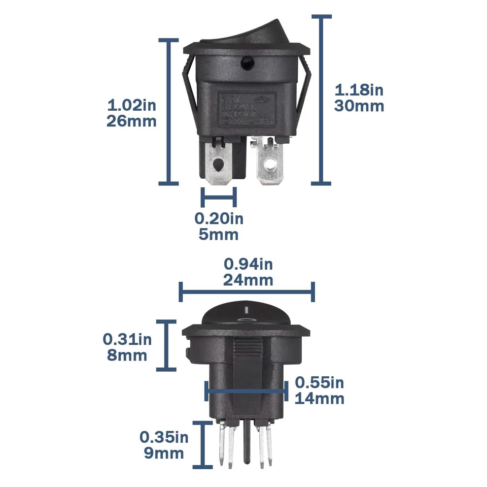 1PC 4-Pin Round Rocker Switch ON/OFF Self-Locking 6A 250V 10A 125V Car Boat - Image 2 of 4