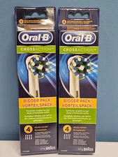 2 Braun Oral-B Cross Action Brush Head Refill (4 in Each) - New & Sealed