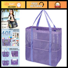 Large Mesh Beach Bag for Women - Zipper Pocket, Sandproof Pool Toy Tote 2026