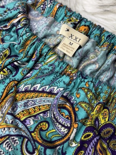 FOREVER 21 XXI Colorful Teal Paisley Artsy Boho Sleeveless Tunic Tank Sz Medium  - Picture 3 of 5
