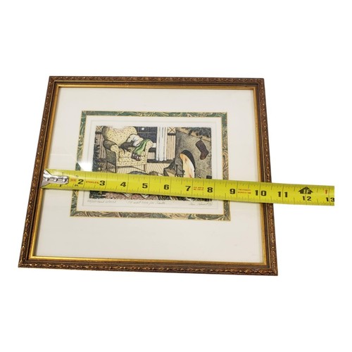 Color Etching , By Jan Hunt , Pencil signed , " I'LL WAIT HERE FOR SANTA" - Picture 4 of 8