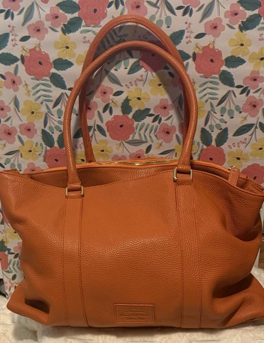 Bolso de Mano Terrida The Colorful de Cuero Naranja Italia Doble Asas Cartera de Viaje - Imagen 2 de 11