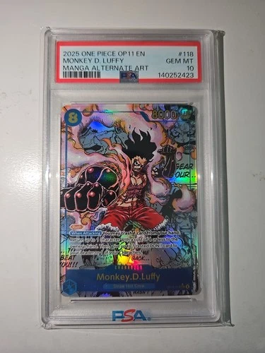 2025 ONE PIECE OP11-118 MONKEY D LUFFY MANGA ALT ART English PSA 10 GEM MINT