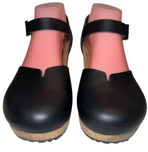 Birkenstock Papillio Mary Jane Sz 9.5 Wedge Cork Sandal Black Leather Closed Toe - Bild 9 von 15