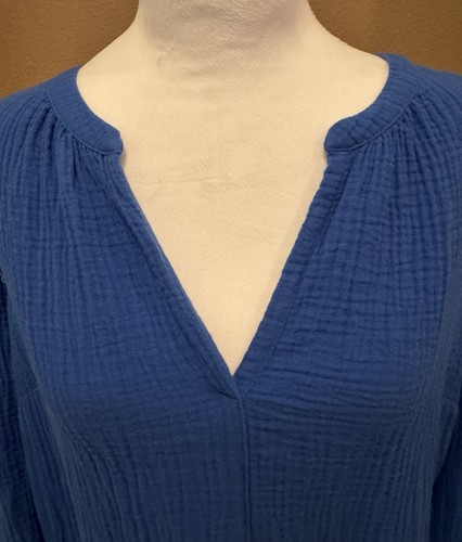 J.Jill 2 Relaxed Cotton-Gauze Popover Tops Blue Size S - Picture 7 of 15